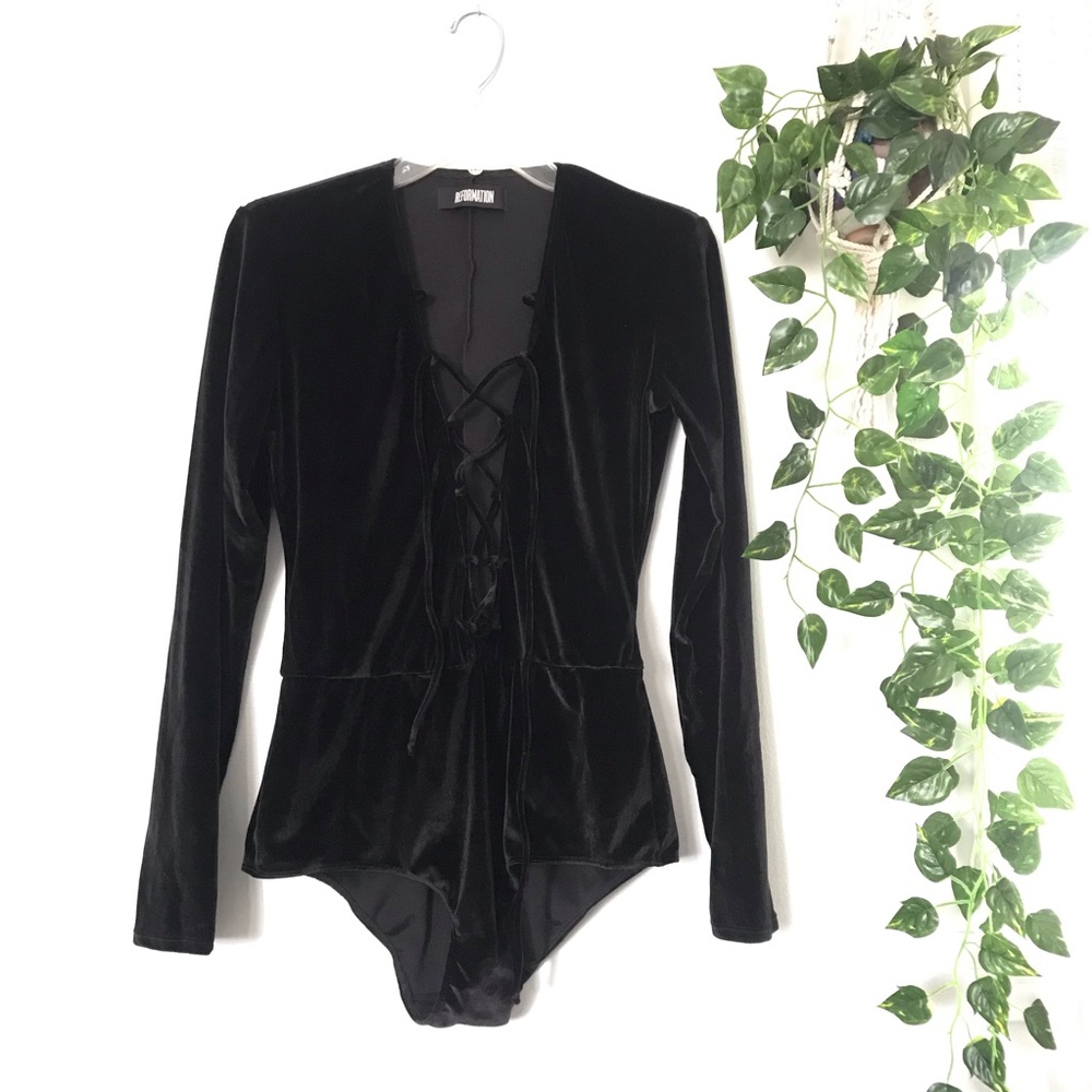 Reformation Avalon Velvet Bodysuit